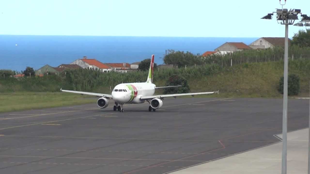 Airbus A320 TAP CS-TNV takeoff talewind WRONG WAY ! Ponta Delgada Full-HD