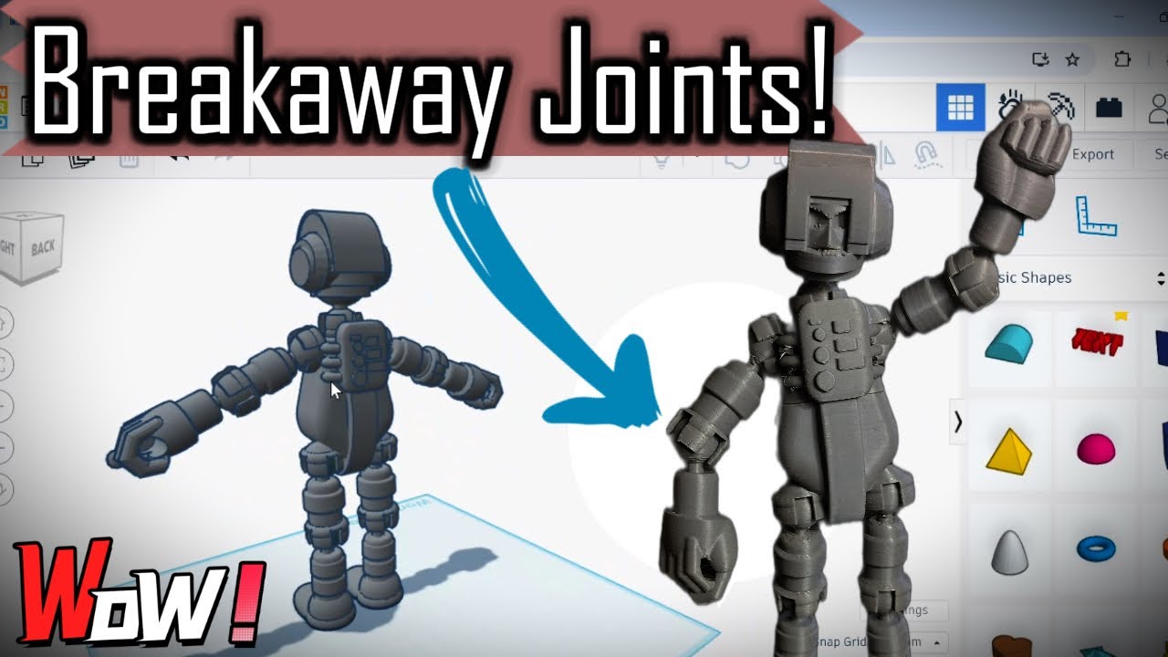Tinkercad Design Tutorial! New Breakaway Jointed Action Figure! 3D Modeling!