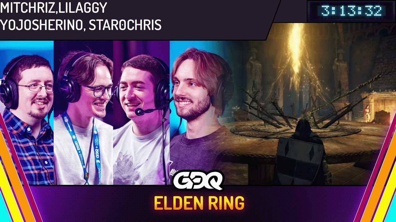 Elden Ring by Mitchriz, LilAggy, YoJosherino, star0chris in 3:13:32 - Summer Games Done Quick 2026