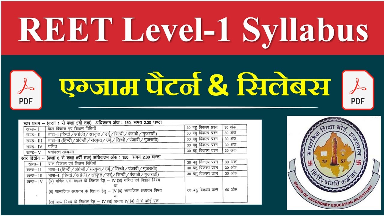 Reet level 1 Syllabus 2022 | Reet level 1 Syllabus 2022 pdf Download