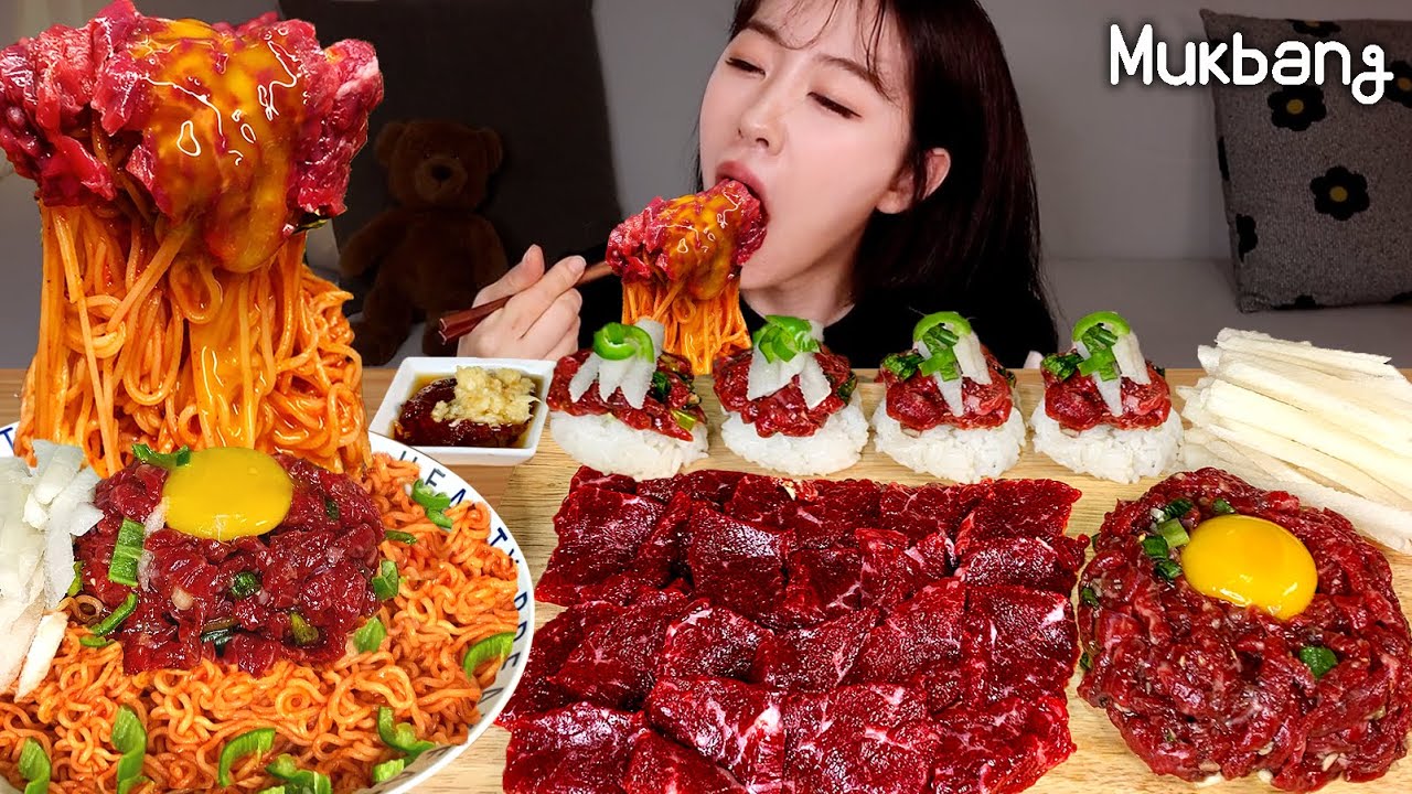 Наслаждайтесь различными видами говядины sashimi, который популярен в Корее ASMR REAL MUKBANG