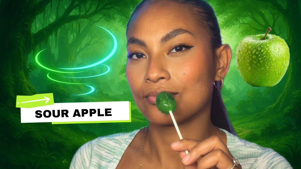 ASMR Eating A Sour Apple Blow Pop With Chewing Gum Video Loop For Relaxation And Sleep