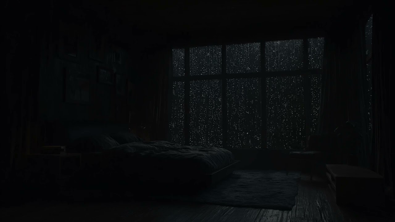 Dark Cozy Bedroom While Rain Falls Outside 🌧️ Deep Sleep Rain ASMR, Night Ambience