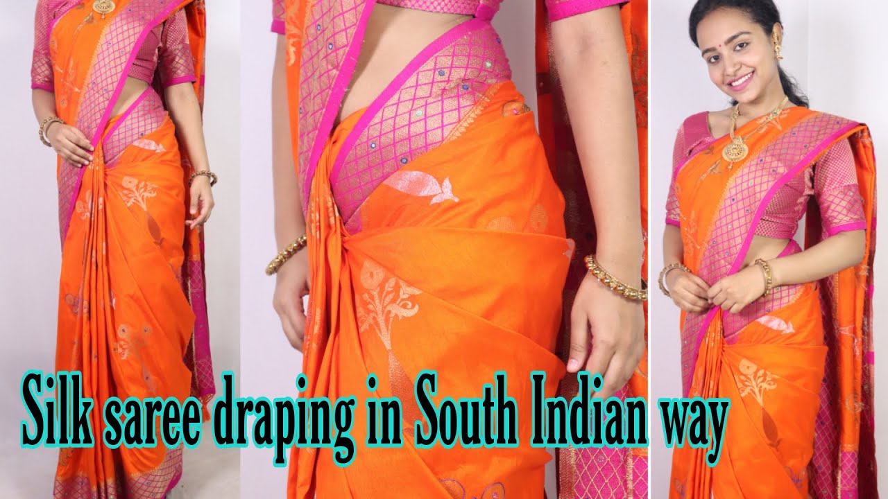 HOW TO WEAR A SILK SAREE IN SOUTH INDIAN WAY | SAREE DRAPING TUTORIAL | EASY AND SIMPLE TIPS