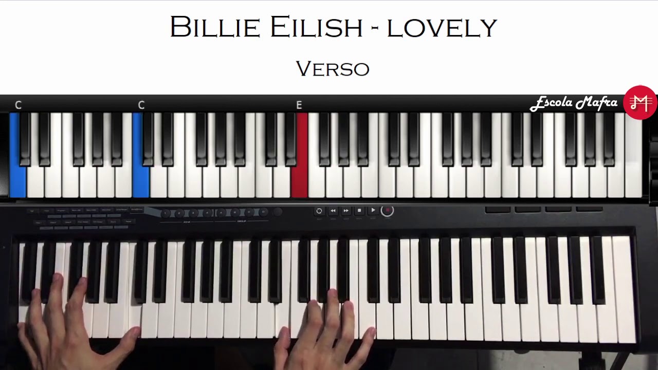 Tutorial - Teclado (Piano) - Billie Eilish - Lovely - COMPLETA - Escola Mafra
