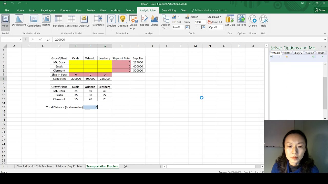 Operations Research--The Transportation Problem Excel Model Implementation