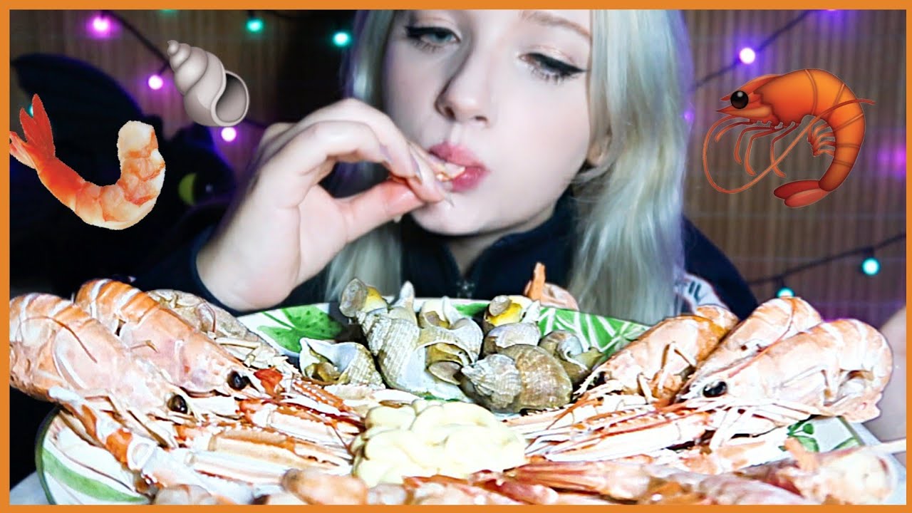Seafood platter mukbang 🦐 shrimps & sea snails 🐚