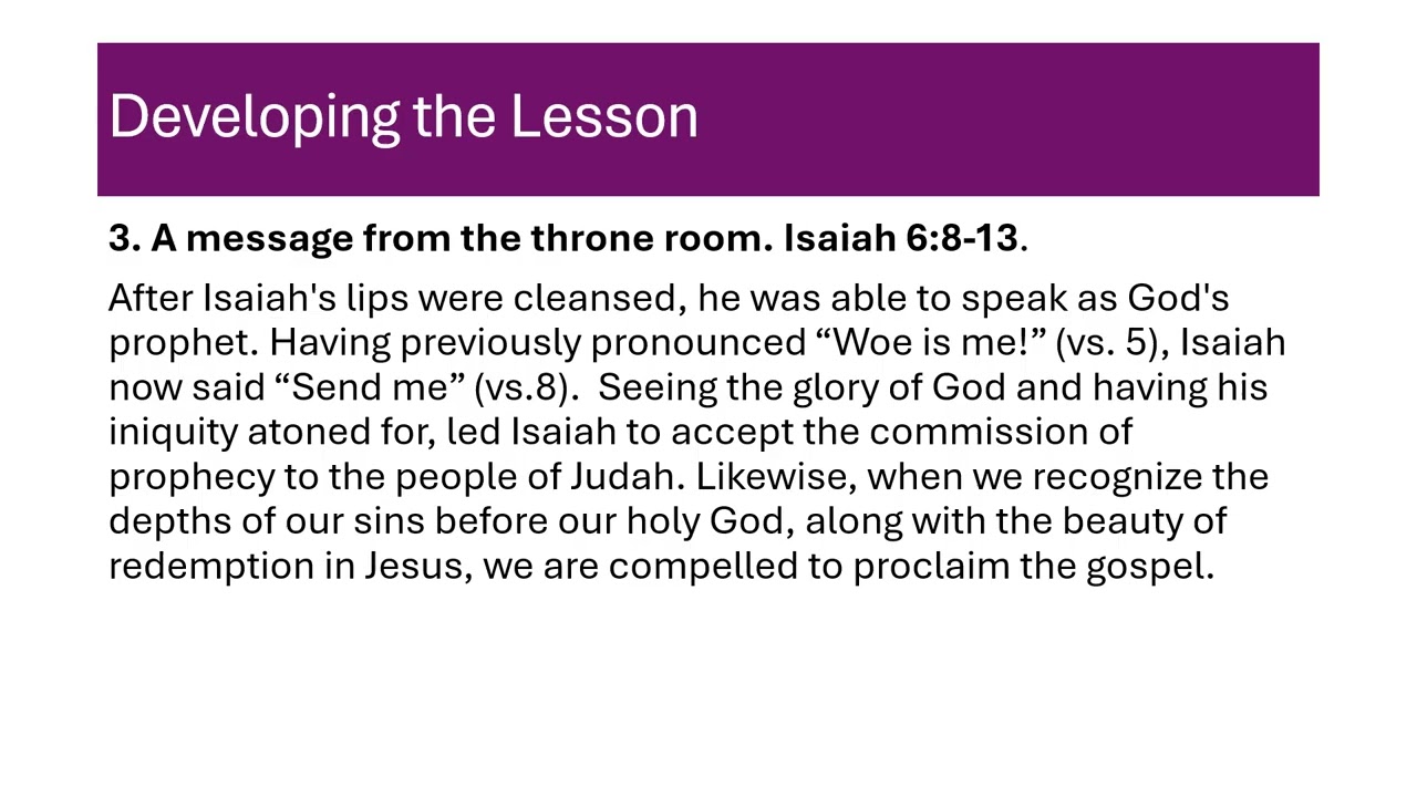 Isaiah’s Glimpse of God’s Throne Room. 01/18/2026 UGP Bible Expositor and Illuminator. Tearchers