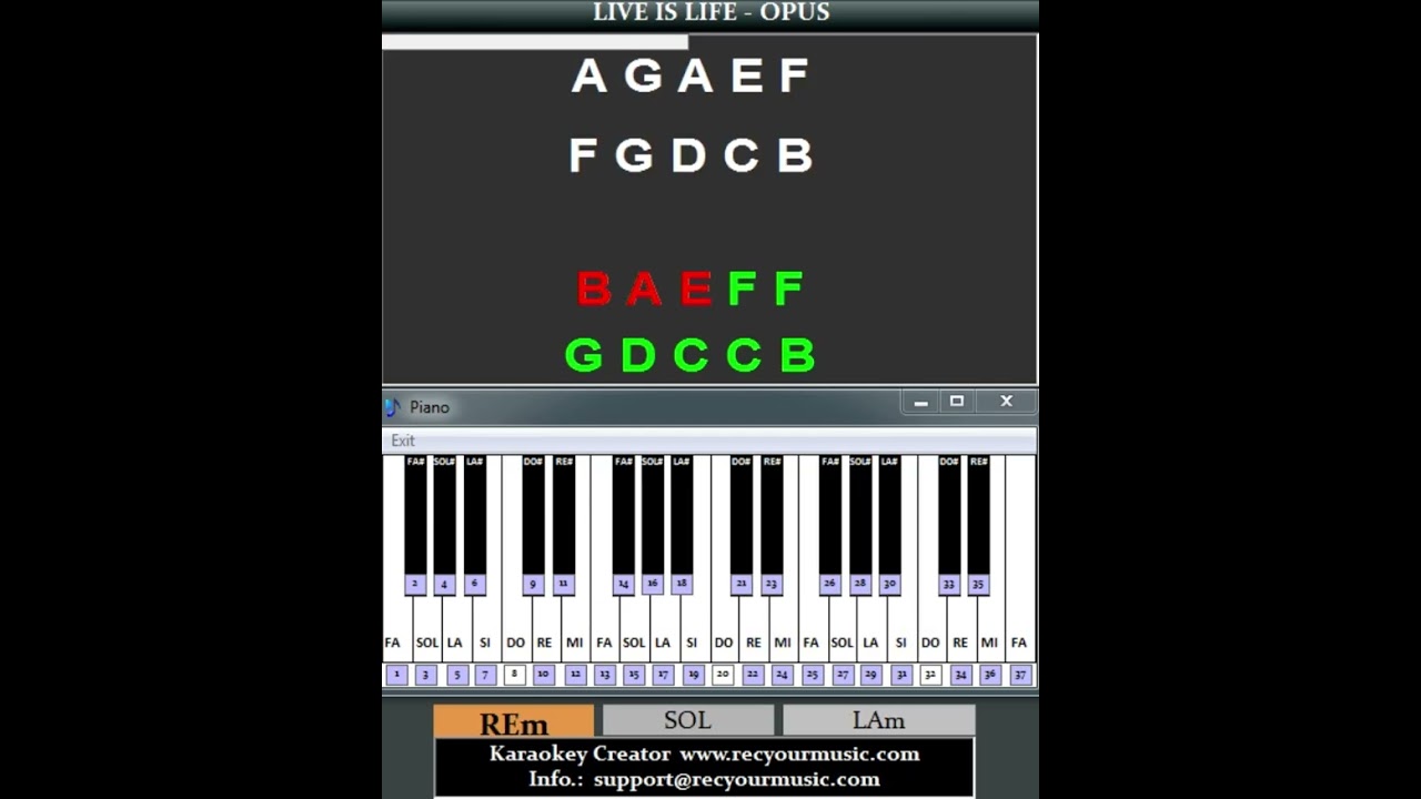 LIVE IS LIFE OPUS PIANO TUTORIAL #chord #easypiano #piano #music #accordi #Karaokeyversion