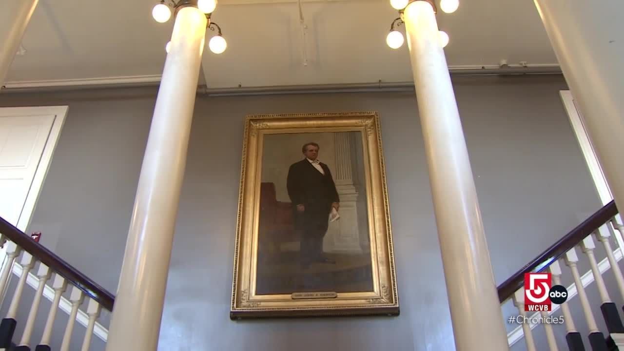 Unearthing a hidden sketch of Lincoln behind a portrait of Governor Andrew