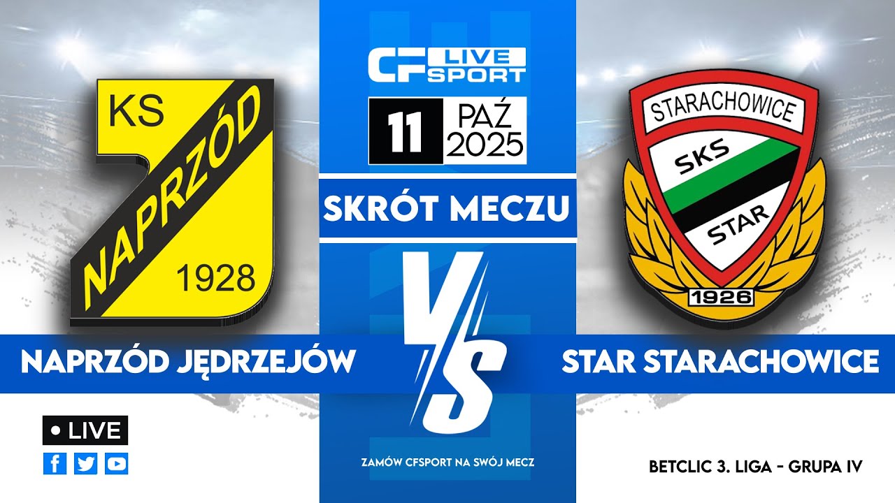 Skrót 🎬 | Naprzód Jędrzejów - Star Starachowice | 11.10.2025 | Betclic 3. liga 🏆