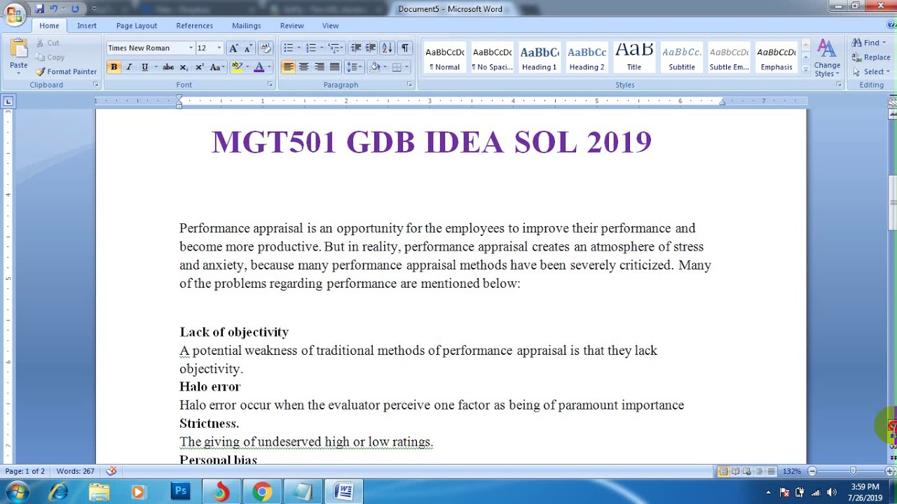 MKT501, MGT 501, MGT 502 GDBs 2019 with Solution File