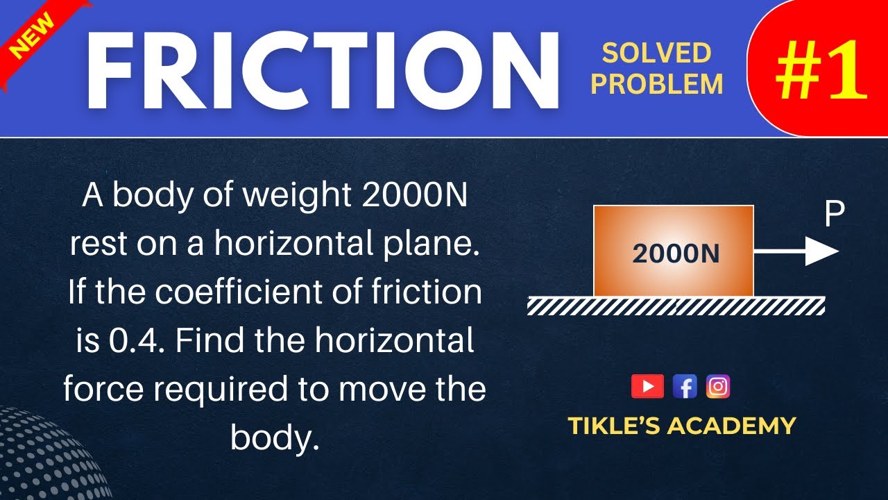FRICTION SOLVED PROBLEM 1 IN ENGINEERING MECHANICS IN HINDI @TIKLESACADEMY