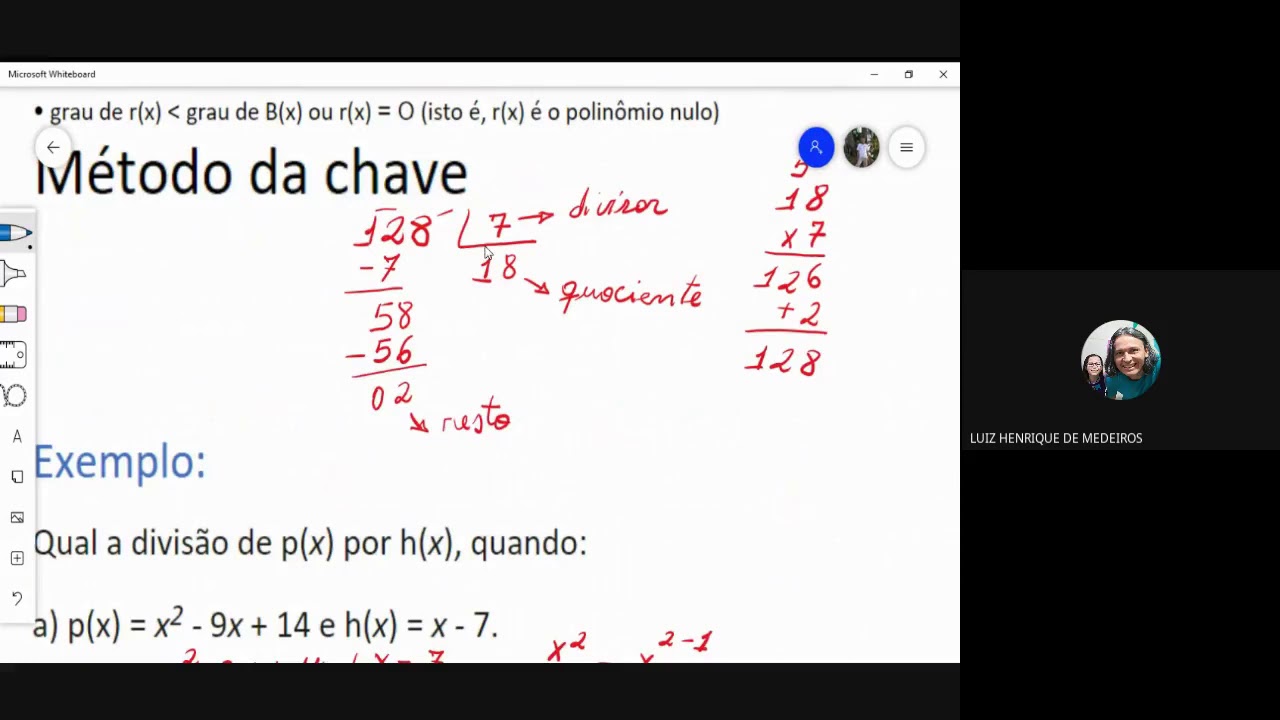 Divis&atilde;o de polin&ocirc;mio pelo m&eacute;todo da chave
