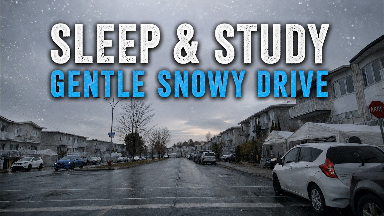Relaxing Light Snowy City Drive | Chomedey & Sainte-Dorothée, Laval | ASMR (No Talking, No Music)