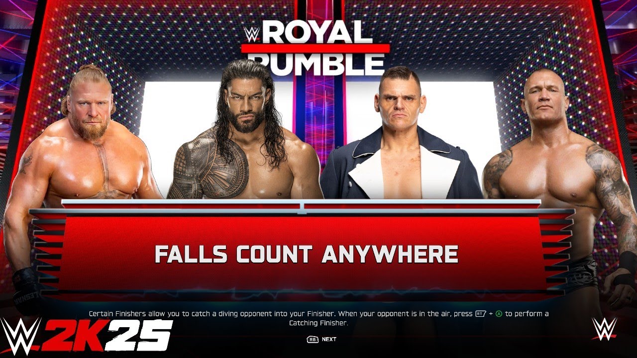 Full Match - Brock vs Roman vs Gunther vs Randy: Falls Count Anywhere at Royal Rumble | WWE 2k25