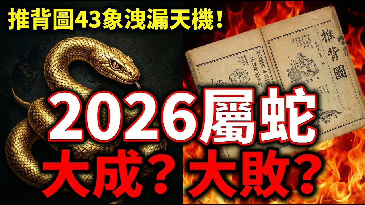 最神準預言！【生肖蛇 2026】大成還是大敗？「天火同人卦」暗藏3個破局關鍵！《推背圖》43象洩漏：屬蛇人如何在赤馬年守財破局？#生肖蛇 #2026年生肖蛇運勢 #屬蛇 #推背圖 #易經 #赤馬紅羊年