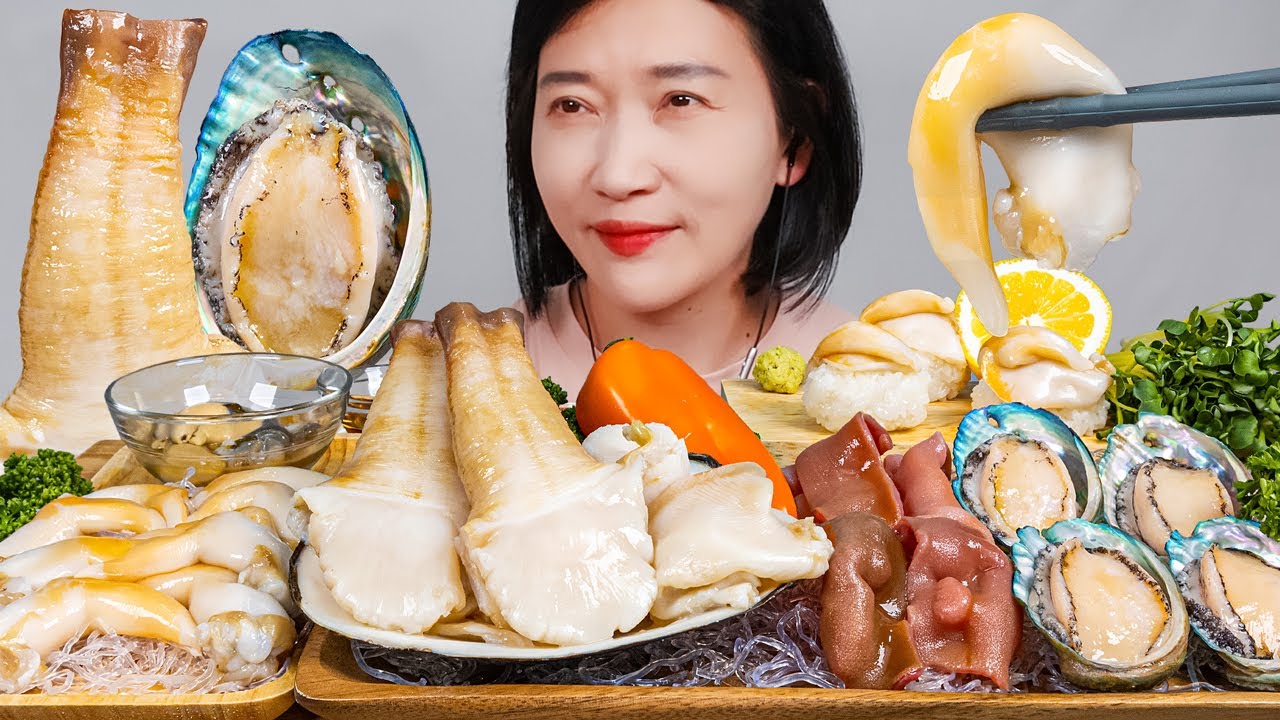 СЫРЫЕ МОРЕПРОДУКТЫ (KEEN'S GAPER, ABALONE, Egg COCKLE) АСМР МУКБАНГ EATING SOUNDS