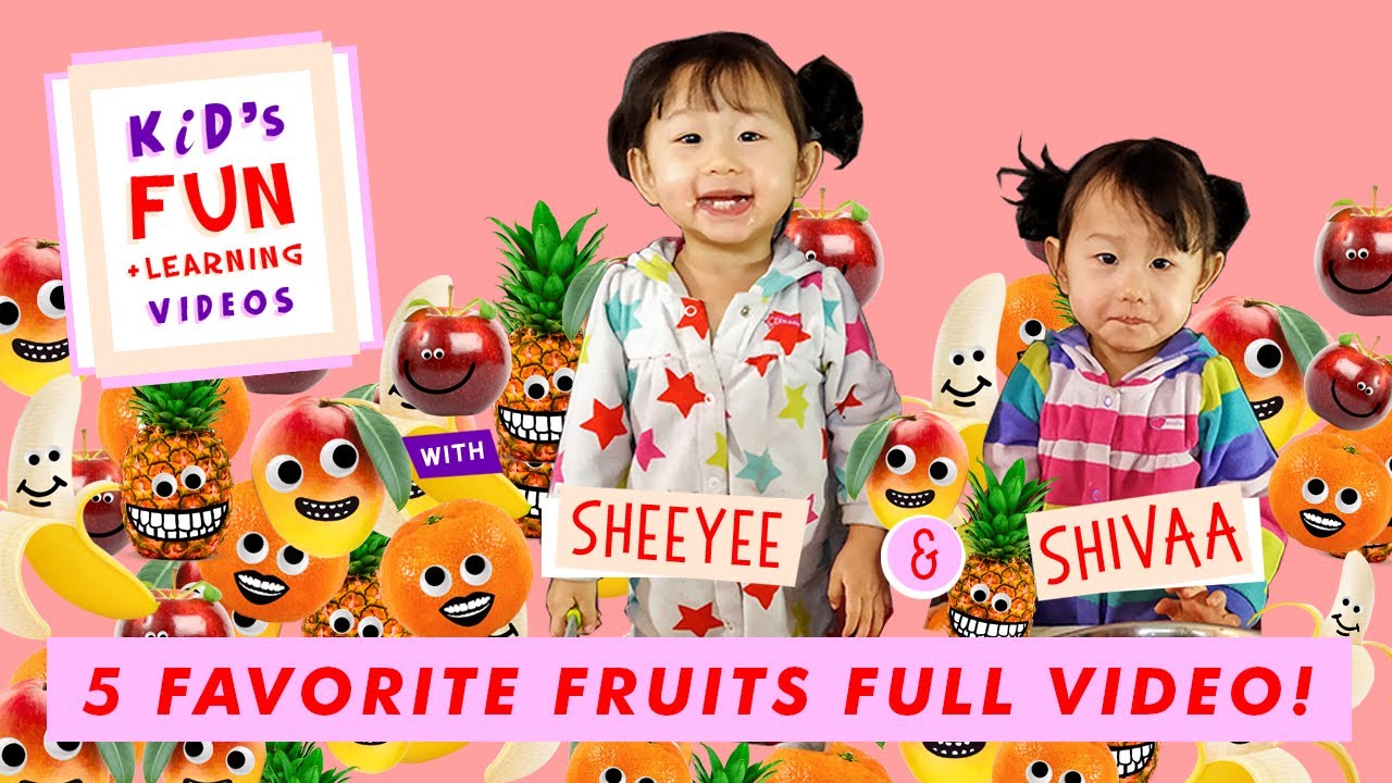 Kids Learning Video: Learn Eat Play - Fruit Names + Mango Pineapple Apple Banana Clementine + Songs