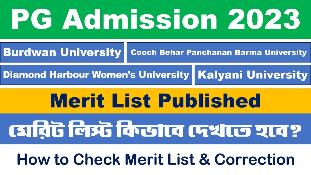 PG Admission 2023 Merit List Published: BU, KU, CBPBU, DHWU Merit List | How to Check Merit List