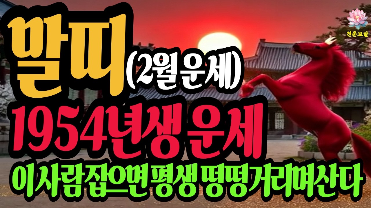 말띠, 1954년생, 2026년2월 운세, 이사람만 잡으면, 그동안의 희생을 찬란하게 보상 받는다 #재물운 #사주명리학강의 #유튜브 #결혼운 #말띠운세 #1954년생2월말띠운세