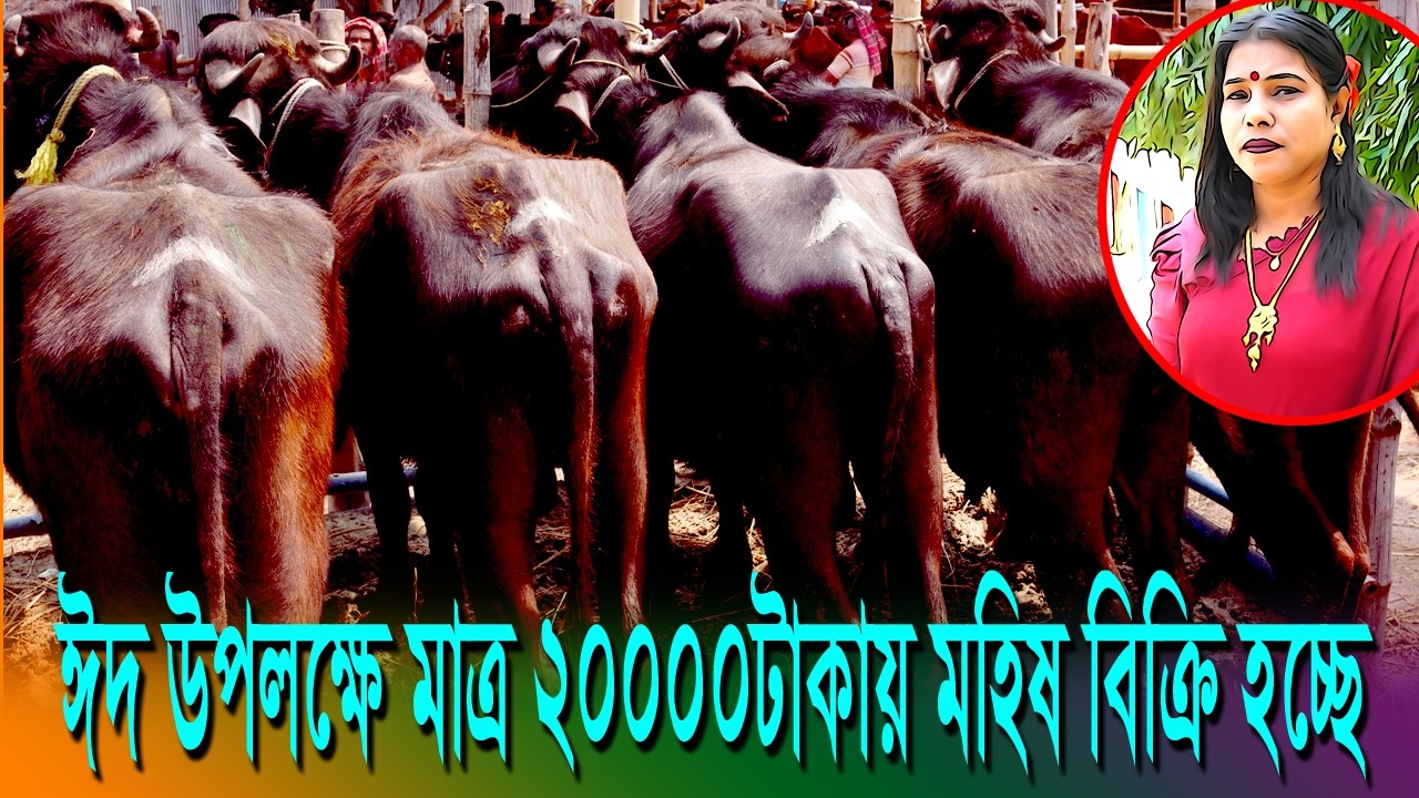 ঈদ উপলক্ষে বিশ হাজার টাকায় মহিষ বিক্রি হচ্ছে, being sold for 20,000 taka on the occasion of Eid