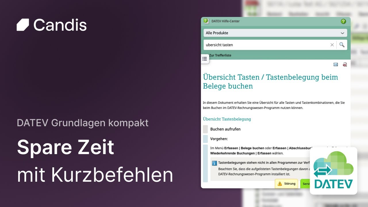 Hilfreiche Tastenkombinationen in DATEV Kanzlei-Rechnungswesen | DATEV Grundlagen kompakt | Candis