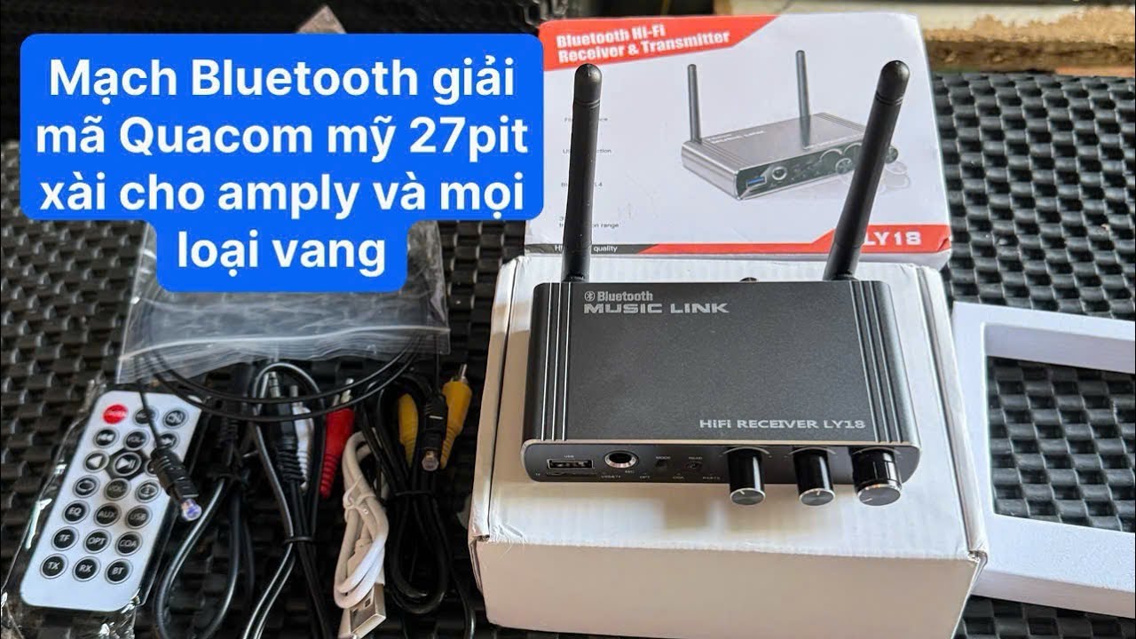 ✨Mới mạch Bluetooth giải mã Qacom Mỹ  27pít cổng out in quang học xài cho amply mọi loại vang#loa#dj