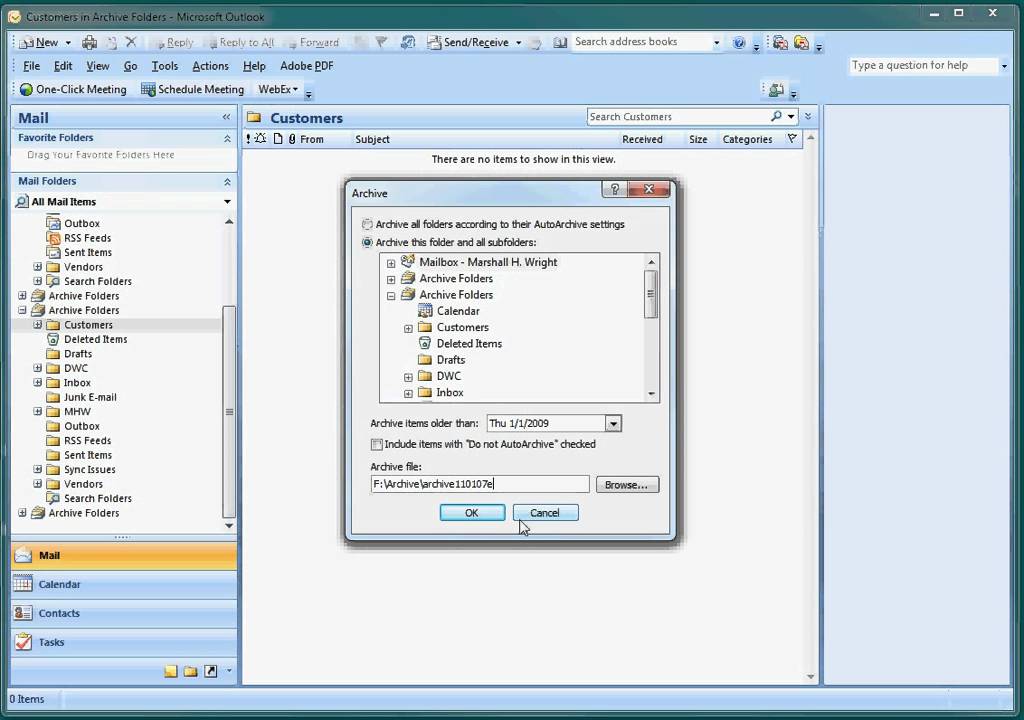 Outlook Archiving 1-2-3