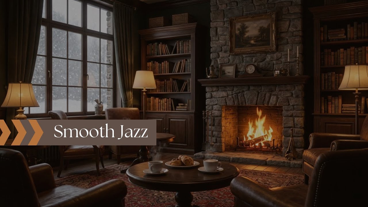 Cozy Autumn Library Ambience | Relaxing Jazz & Rain Sounds for Study & Focus