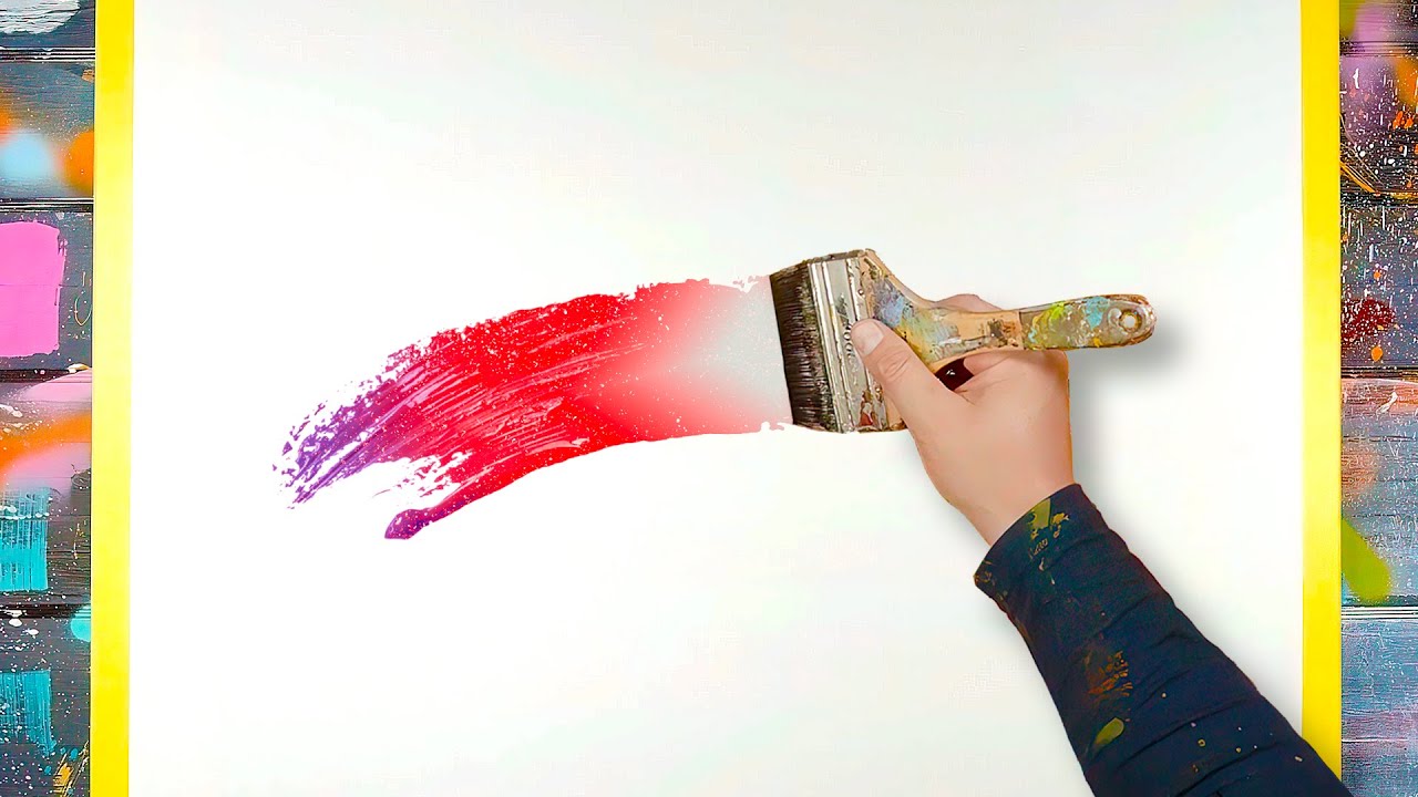 ABSTRACT ART PAINTING Demo With Acrylic Paint and Masking tape | Abeausir