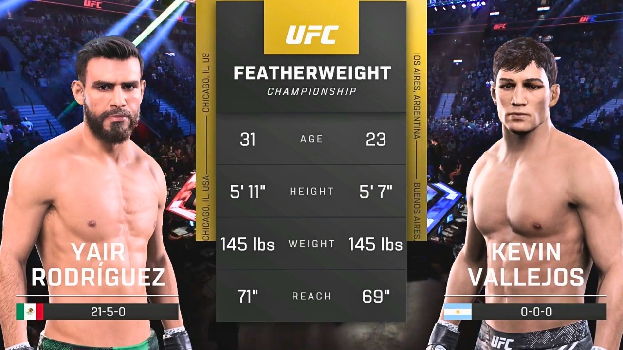 Yair Rodriguez vs Kevin Vallejos FULL FIGHT | UFC 5 AI Simulation Gameplay (CPU vs CPU)