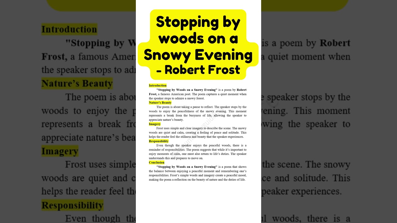 Stopping by the Woods - Robert Frost|Instant Essay for Exam success- Part2-English #trending#viral