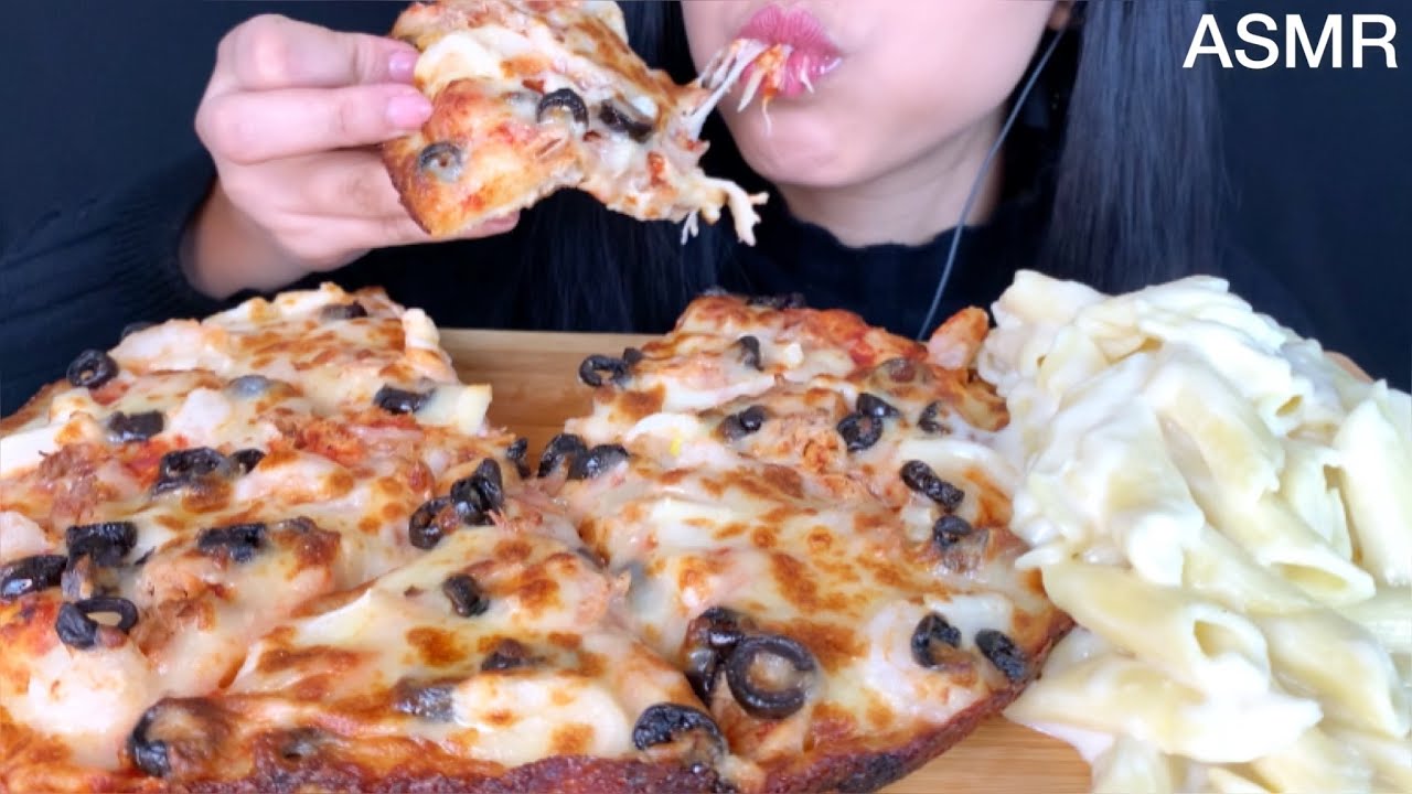 ASMR domino's pizza + Alfredo Pasta | Mukbang (Eating Sounds)