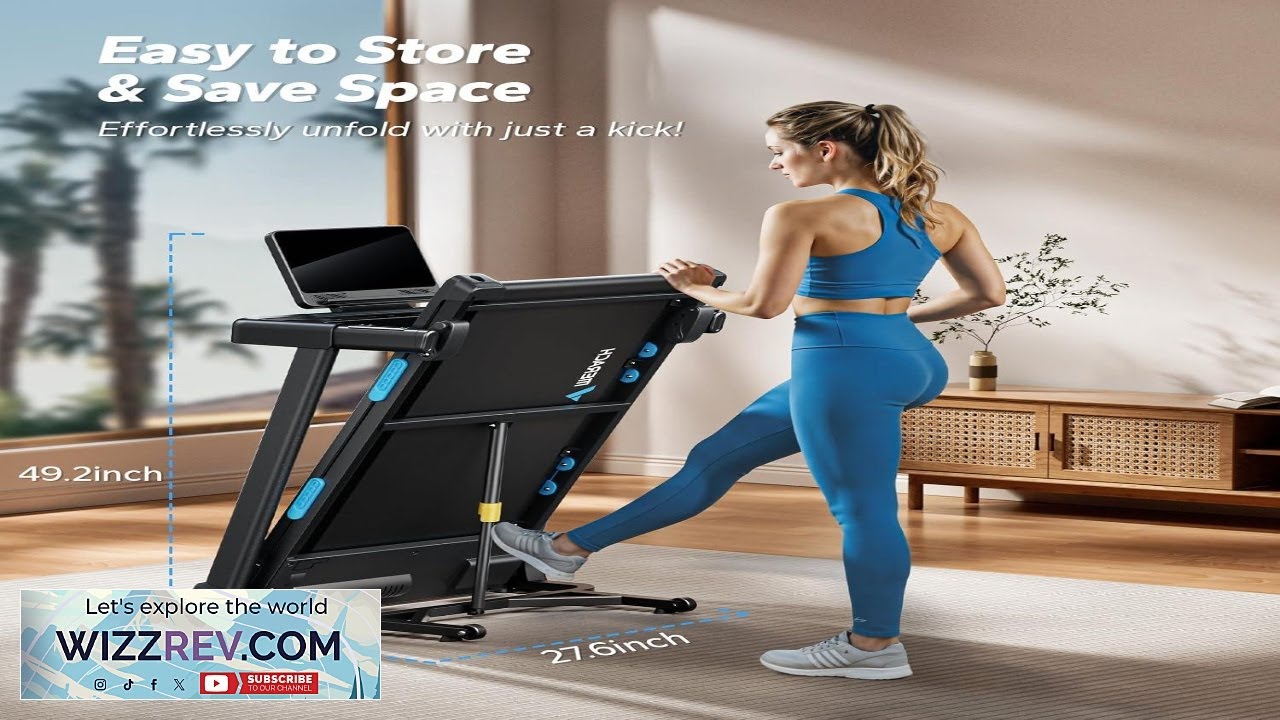 MERACH Foldable Treadmill with Incline 7.5MPH Quiet Treadmills for Home with Double