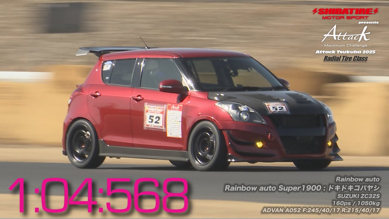 Shibatire presents Attack Tsukuba 2025：Rainbow auto Super1900/ドキドキコバヤシ[SUZUKI ZC32S]