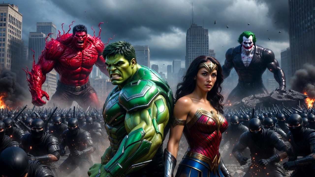 Grey Hulk Awakens! Hulk & Wonder Woman vs Venomized Red Hulk & Joker