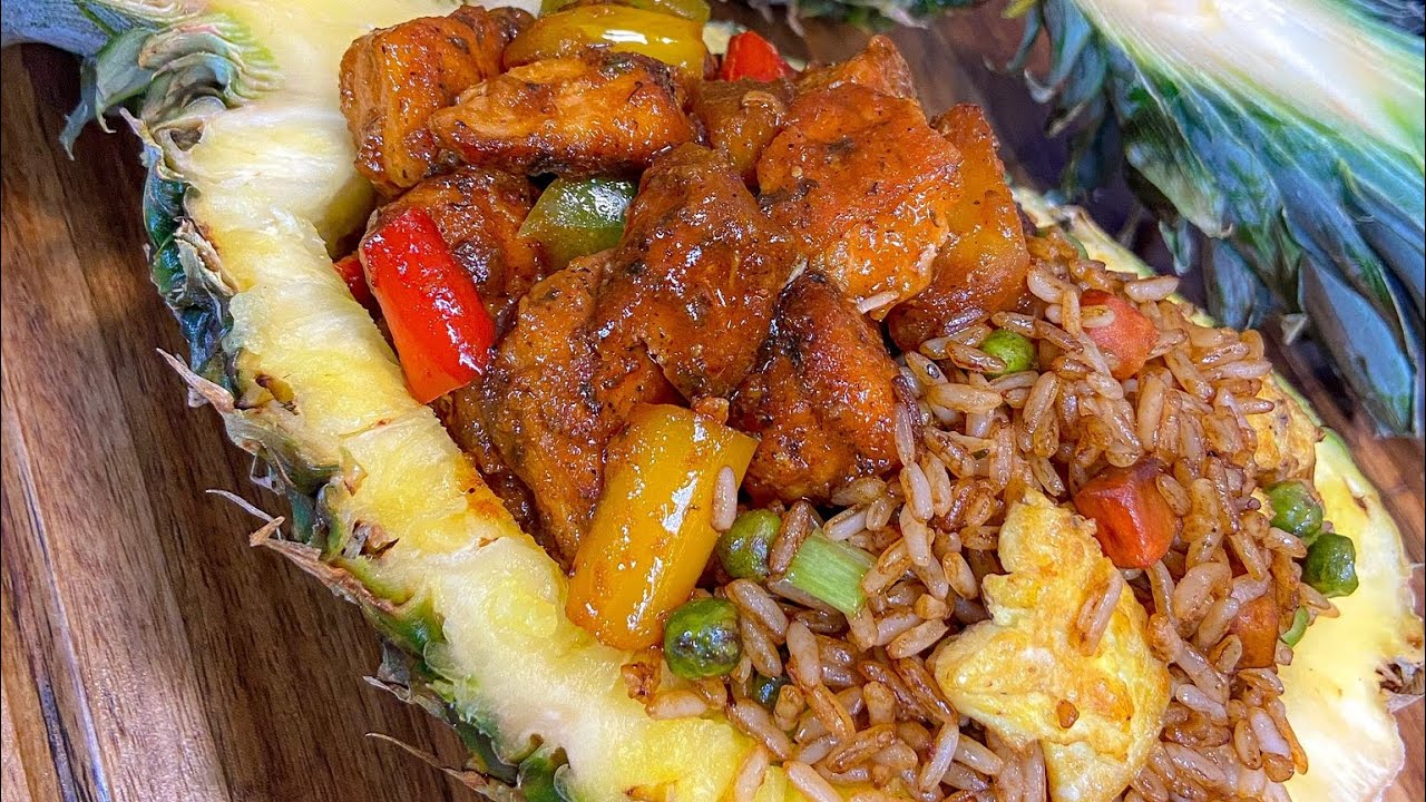 Pineapple Salmon Fried Rice |Let’s make a pineapple bowl | Salmon stuffed pineapple bowl | FRUGALLYT