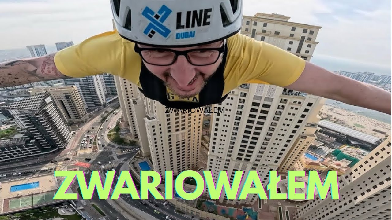 Dubaj. Zjazd tyrolką nad Mariną.