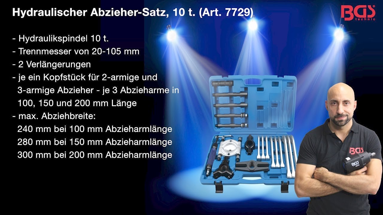 Tutorial: BGS Hydraulischer Abzieher Satz (Art 7729)  Bergische Innovations GmbH