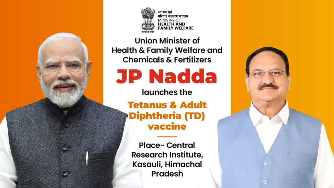 Union Minister JP Nadda launching the Tetanus & Adult Diphtheria (TD) vaccine at CRI, Kasauli, H.P.