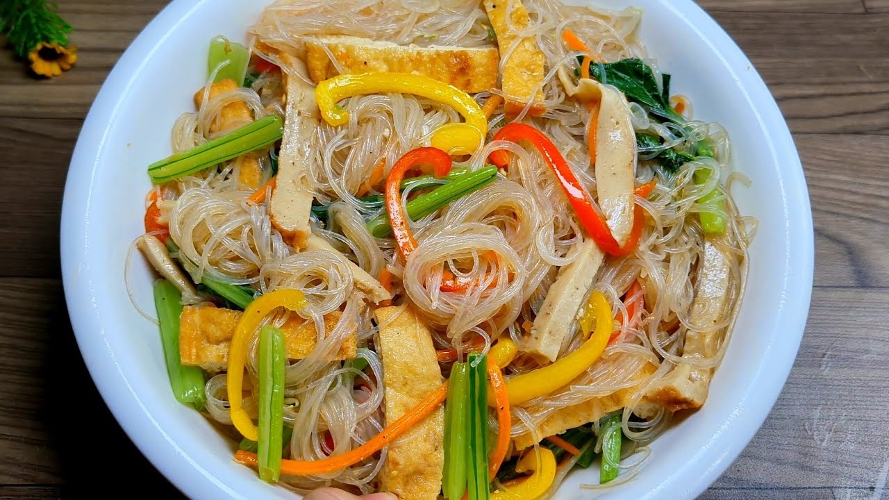 MIẾN XÀO CHAY - cách làm miến xào chay đậu hũ thập cẩm tơi mềm món chay ngon
