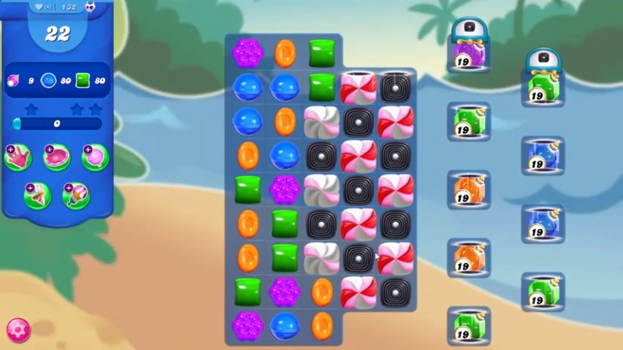 Candy Crush Saga LEVEL 132 NO BOOSTERS (with Countdown Crystals)