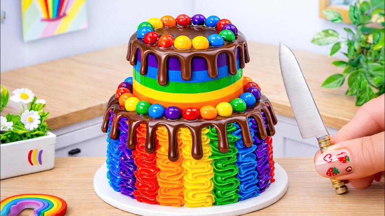 Amazing Rainbow Buttercream Cake Recipe 🌈🍫 1000+ Mini Cake Decorating Ideas