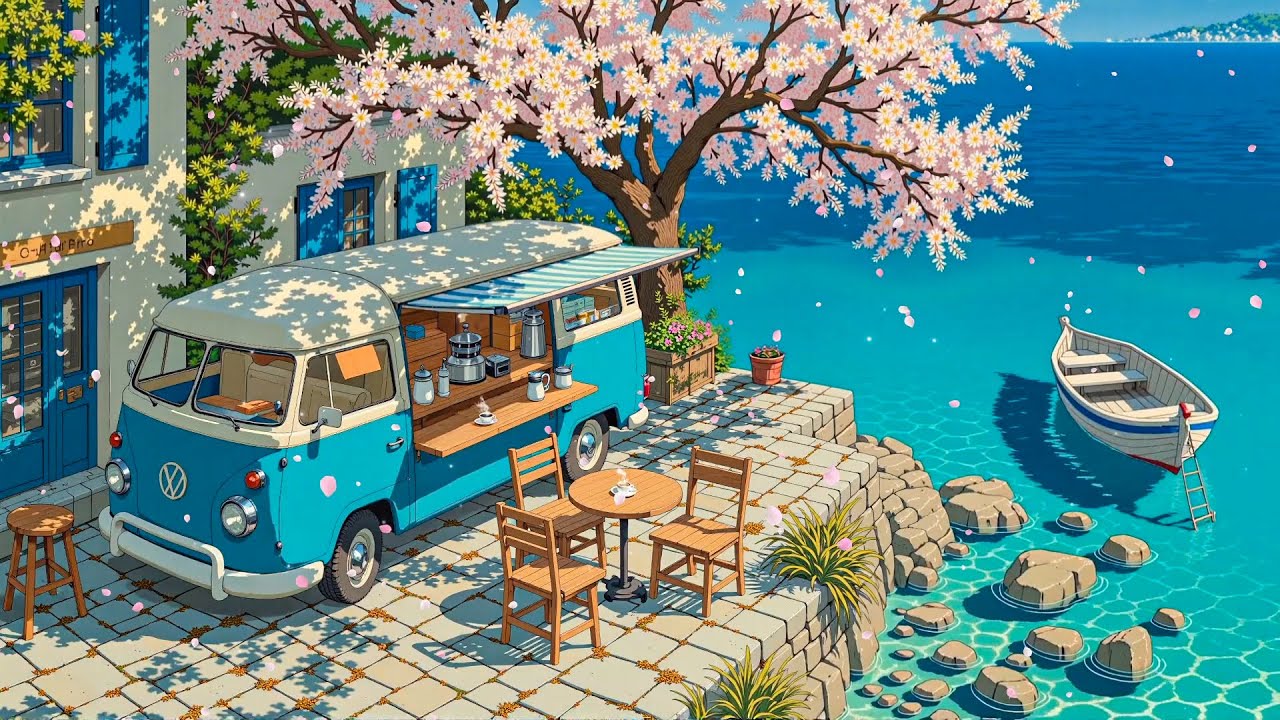 Slow Down 🌸 Coastal Lofi Vibes 🌊 Gentle Ocean Ambience 🎵 Chill Lofi Music to Relax & Heal
