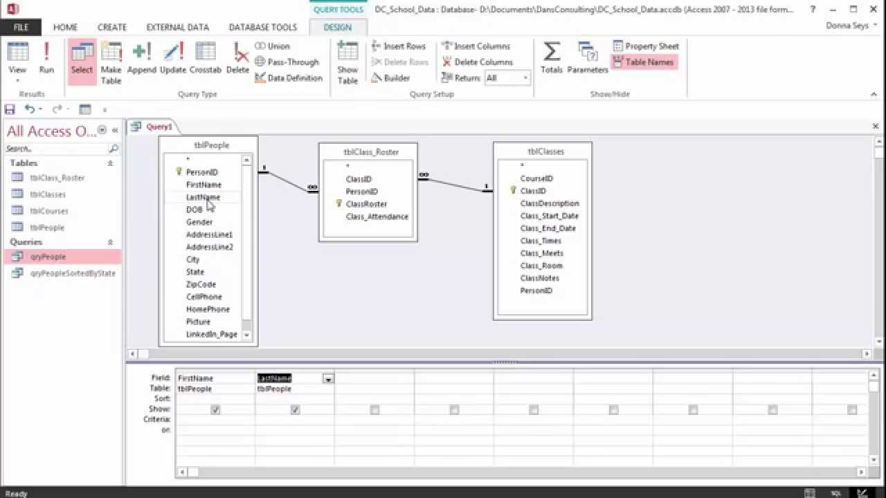Dan's Consulting - Access - Basic - 5 of 6 - Multiple Table Query