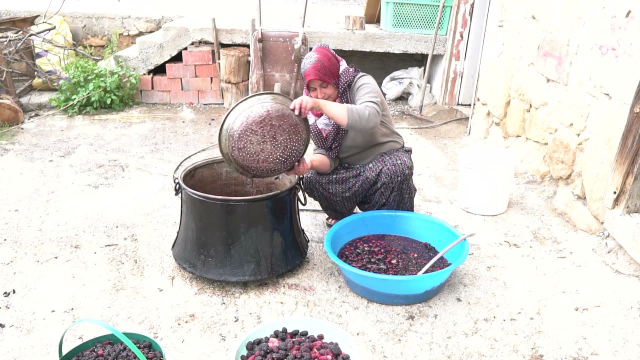 PEKMEZ NASIL YAPILIR ? KÖY EVİMİZDE KARADUT PEKMEZİ YAPIYORUZ.