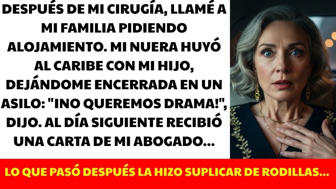 Después de mi cirugía, llamé a mi familia pidiendo alojamiento. Mi nuera huyó al Caribe con mi hijo