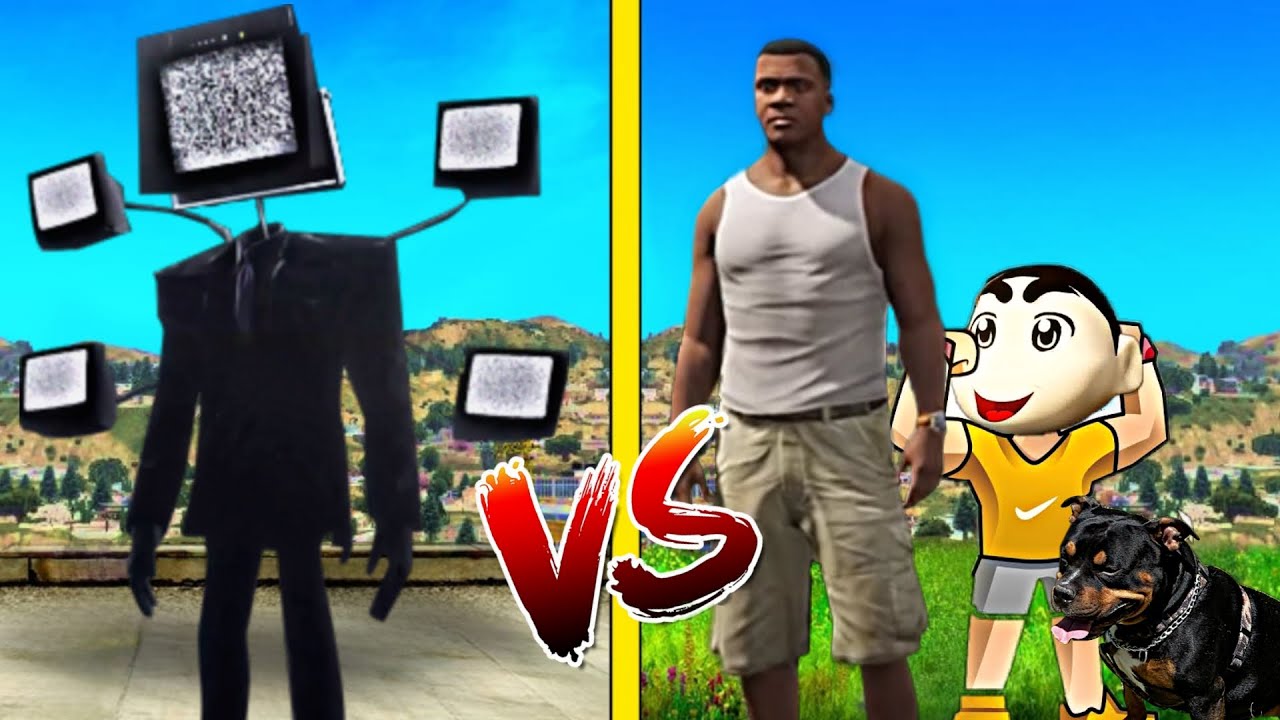 GTA 5 : Tv Man Attack On Franklin For Shinchan And Chop In GTA 5 !