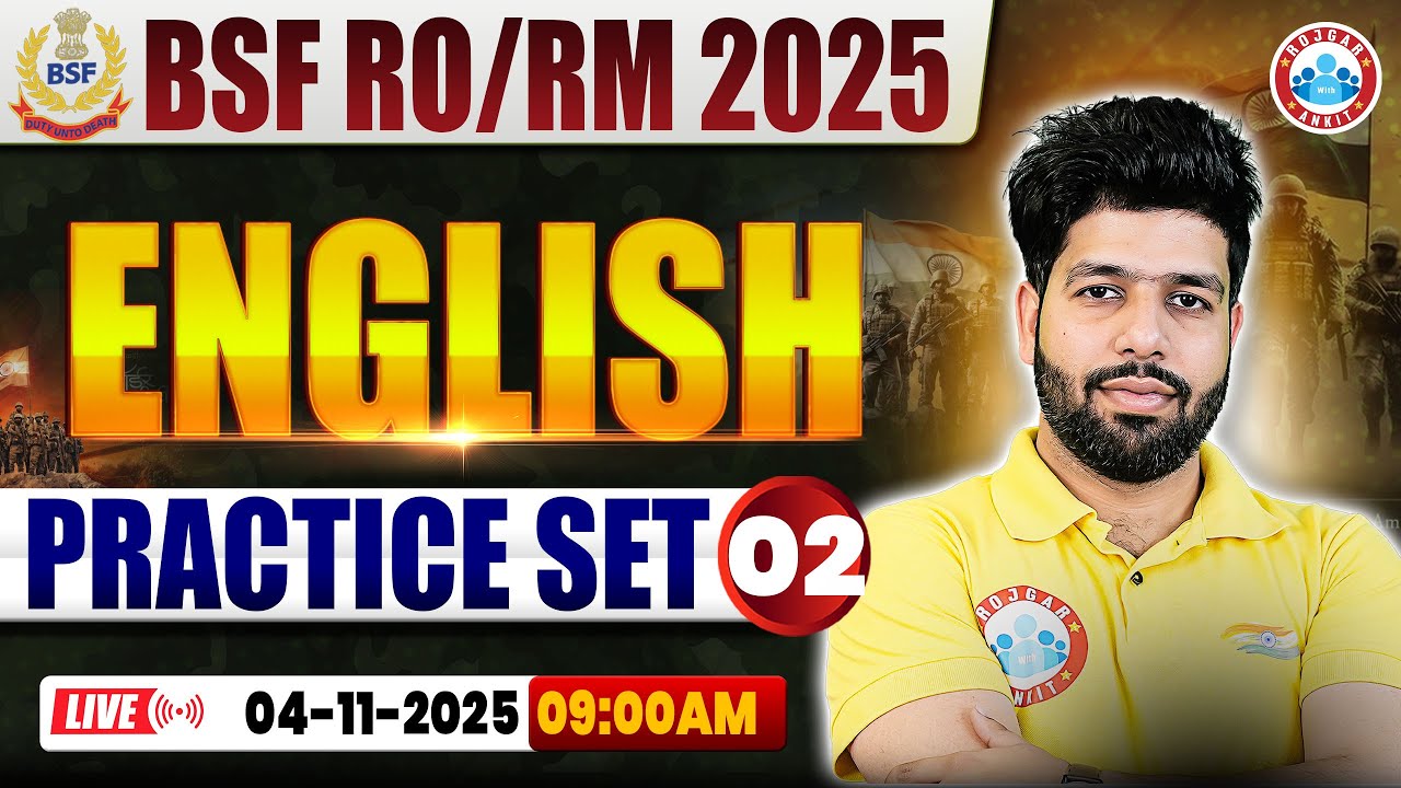 BSF RO/RM English Class | BSF English Practice Set #02 | BSF RO/RM English By Anuj Sir